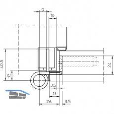 Objektband VX 7939 f. geflzte Tren, Bandhhe 160 mm, Edelstahl
