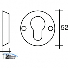 SOLIDO SH-Zylinderrosette auen  52 mm, Hhe 12 mm, ohne KZS, Edelstahl matt