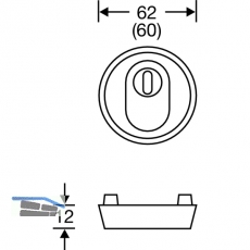 SOLIDO SH-Zylinderrosette auen  52 mm, Hhe 12 mm, mit KZS, Edelstahl matt