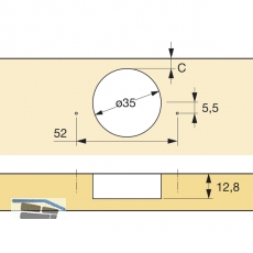HETTICH ET 582 Spezialscharnier f. Khlschrankumb., W 95, FE /Zinkdruckg.vern.