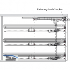HETTICH SYSTEMA TOP 2000 Container-Set Silent System, Teilauszug, ET 530 mm, alu