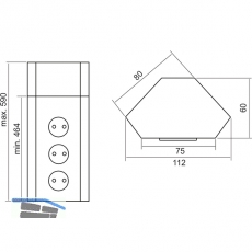 Power-Eck 1 230 V belgische Norm, 465-600x112x60 mm, 3 Steckdosen