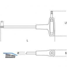 BETA Sechskant Stiftschlssel 96T mit Quergriff 4.0 mm