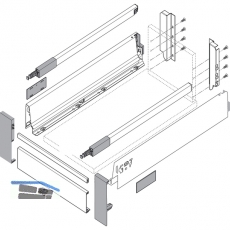 BLUM TANDEMBOX Vorderstck ohne Nut, grau RAL9006