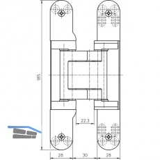 Trband TECTUS TE 541 3D FVZ,verdeckt f. stumpfe Tren, Edelstahl-Effekt