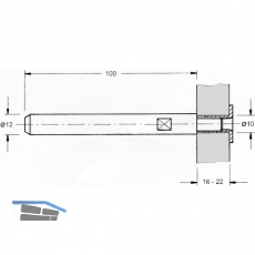 Tablartrger M8, Tablarstrke 22 mm, Bohrtiefe 100 mm, glanzverzinkt