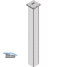Tischfu 70 x 70 mm, Lnge 420 mm, Alu EDelstahl Effekt,Platte Stahl 120x120 mm