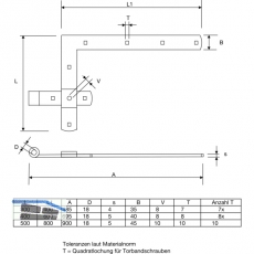 Torwinkelbnder einseitig gerollt, o.Kegel,Schenkel 400 x 300mm,Edelstahl-Effekt