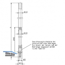 BKS Treibriegelstange 9036, 1635 mm, m. Feder u. Gleitstopfen fr oben, verzinkt