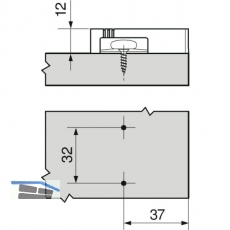 BLUM BLUMOTION Kreuzadapterplatte, Kunststoff RAL 7036 platingrau