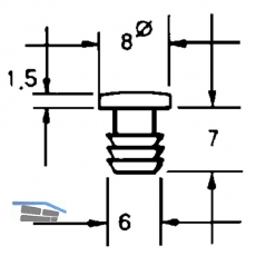 TD3 Transchlagdmpfer zum Einbohren 8 x 1,5; Bohrma 6x1,5,hart, KS wei