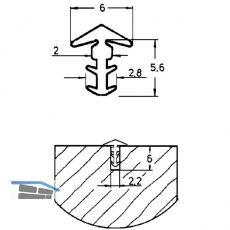 P9003 Transchlagprofil, Frsbreite 2.2, Frstiefe 6, Weichgummi wei