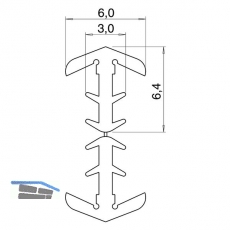P9003 Transchlagprofi, Frsbreite 2.2, Frstiefe 6, Weichgummi grau