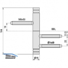 Trband Design V 3420 WF BASIC, Band  15 mm,Bandhhe 104mm,Stahl verchromt matt