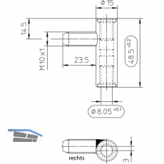 Trband Rahmenteil SCH 27-38, rechts, Bandhhe 48,5 mm, Stahl vernickelt