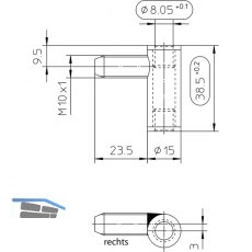 Trband Rahmenteil SCH 27-37, rechts, Bandhhe 38,5 mm, Stahl vernickelt