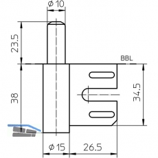 Trband-Rahmenteil V 8100 WF f. geflzte Tren, Band  15 mm, Stahl vernickelt
