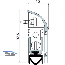 Trdichter 1750, Breite 15 mm, Hhe 37,5 mm, Lnge 830 mm, Aluminium natur