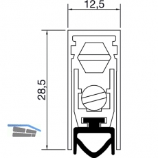 Trdichter T017, einseitig, Aluminium natur, Lnge 1330 mm