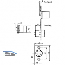 Trkontakt 10405 verstellbar, 25 V AC/DC, Anschlusskabel 250 mm, Schaltstrom 1 A