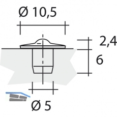 TD6 Transchlagdmpfer zum Einbohren 10.5x2,4; Bohrma 5x 6, weich,KS wei