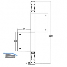 Trnussband mit Zierkopf, rechts, 100 x 160 mm, Stahl blank