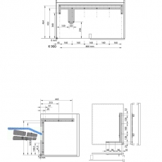 VAUTH-SAGEL WACO Eckschrank-Schwenkauszug Korbvariante Saphir, li., Stahl silber
