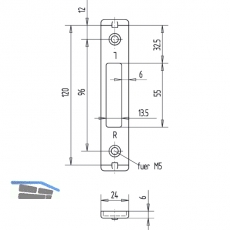 Schlieblech gerade U-frmig, 120 x 24 x 6 mm, einseitig versetzt, Edelstahl