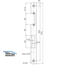 Schlieblech gerade 24/270/3 mm f. E-ffner