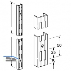 Classic Wandschiene 10001, zweireihig, Lnge 500 mm, Stahl wei-alu (RAL 9006)