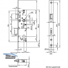 Fluchttrschloss WILKA 6668, 2-flgelig, Funktion E, DM 35,universal, EN179/1125