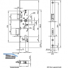 Fluchttrschloss WILKA 6678, 2-flgelig, Funktion B, DM 40, rechts, EN179/1125