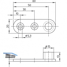 Stangenfhrungsplatte 9653 fr Rundstange  10 mm, Stahl verzinkt