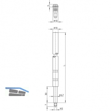 Treibriegelstange hohl 9648 1500 mm, fr oben, Stahl verzinkt