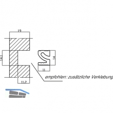 Wall Sys Zwischenprofil zum Einlassen, Lnge 3000 mm, Aluminium natur eloxiert