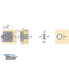 HETTICH PRESTIGE 2000 Zylinder-Fallenschloss Z23, 18, 45741