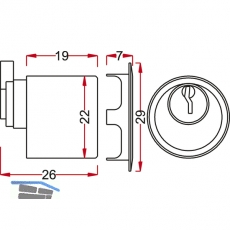 JuNie Zylinder  22 mm zu Schlssern 2863/2886 verschiedensp.,Messing poliert