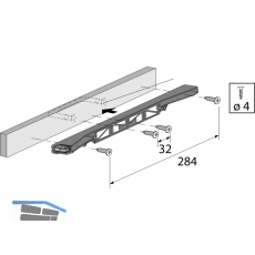 HETTICH SYSTEMA TOP 2000 Blendenanbindung ohne Zapfen, Einbaubreite 392 mm