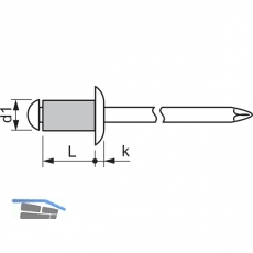 ISO15979 Blindniete Flachrundkopf 5.0x14 Stahl verzinkt mit Stahldorn