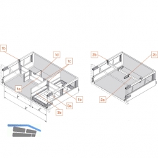 BLUM ORGA-LINE TANDEMBOX ANTARO Lngsteiler/Flaschenhalter zu Querreling, wei