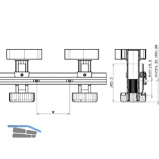 Fhrungsleistenset fr Sockellade Lnge 470 mm, Aluminium