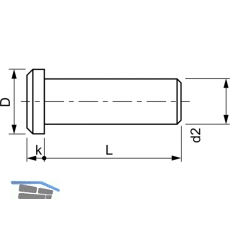 DIN1434A 10x 30 H11 blank Bolzen mit kleinem Kopf ohne Splintloch
