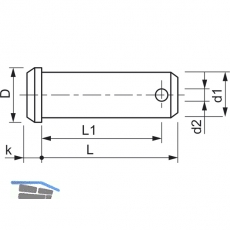 DIN1444B 16H11x50 Edelstahl A2 Bolzen mit Kopf und Splintloch