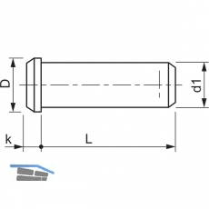 DIN1444 12H 11x32 blank Bolzen mit Kopf ohne Splintloch