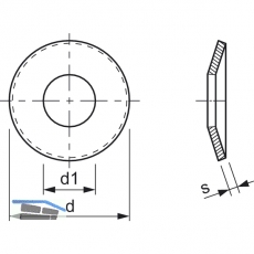 DIN2093 35.5x18.3x1.25 Federstahl phosphatiert und gelt Tellerfeder