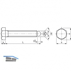 DIN 564 M 6x 12 blank Sechskantschraube mit Ansatzspitze