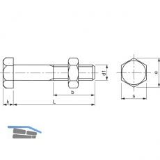 DIN 601 M16x 65 verzinkt Mutterschraube (Bauschraube)