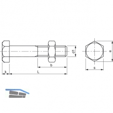 DIN 601 4.6 M20x100 feuerverzinkt Mutterschraube (Bauschraube)