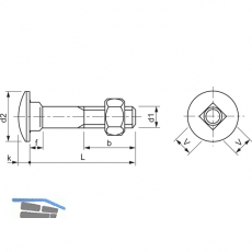DIN 603 M 8x180 verzinkt Torbandschraube mit Mutter