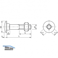 DIN 603 M 6x 70 verzinkt Torbandschraube mit Mutter